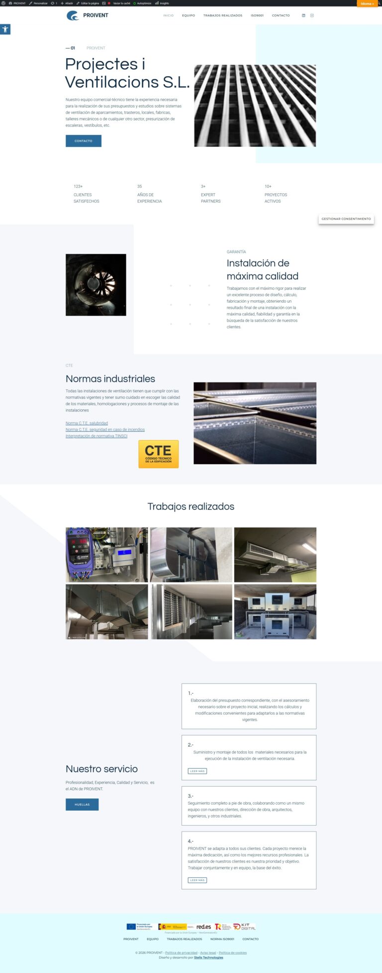 Página web WordPress para Proivent | Kit Digital | STELIS