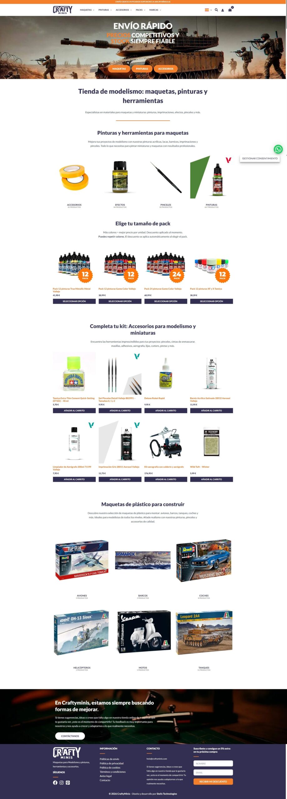 CraftyMinis: tienda online WooCommerce optimizada | STELIS